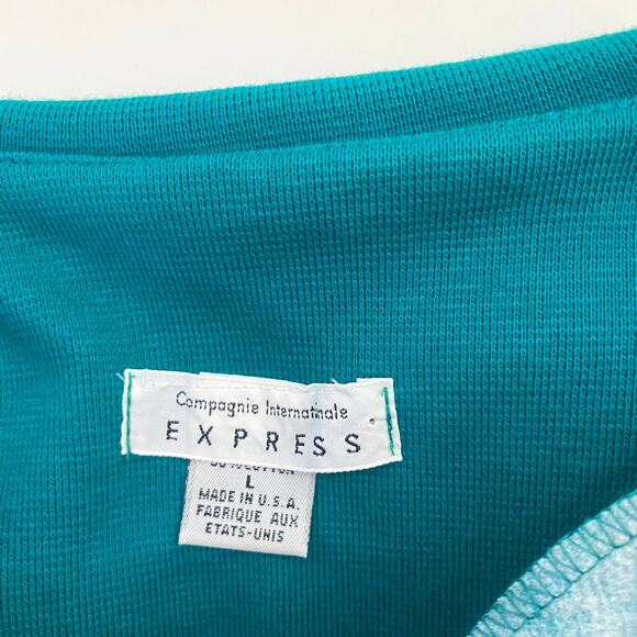 Compagnie Internationale Express Vintage Turquoise Sweater Dress Size L - Picture 6 of 9